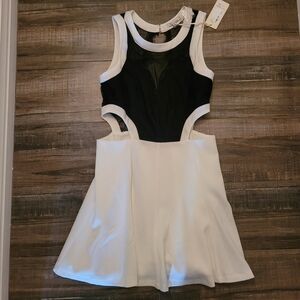 Black & White Cutout Skater Dress